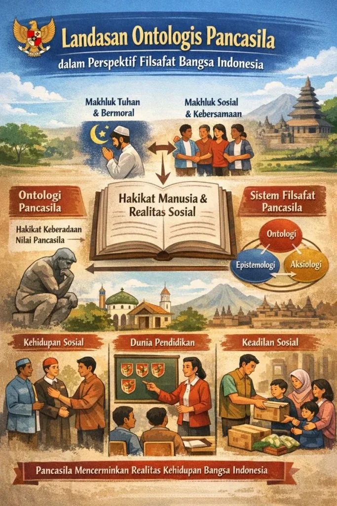 Landasan Ontologis Pancasila dalam Perspektif Filsafat Bangsa Indonesia bahwa Pancasila mencerminkan realitas kehidupan bangsa Indonesia
